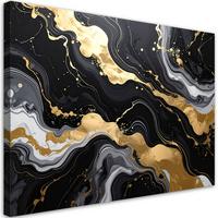 WANDBILD, Schwarze Abstrakt Marmor Glamour - Schwarz, Textil (90/60cm) - Feeby