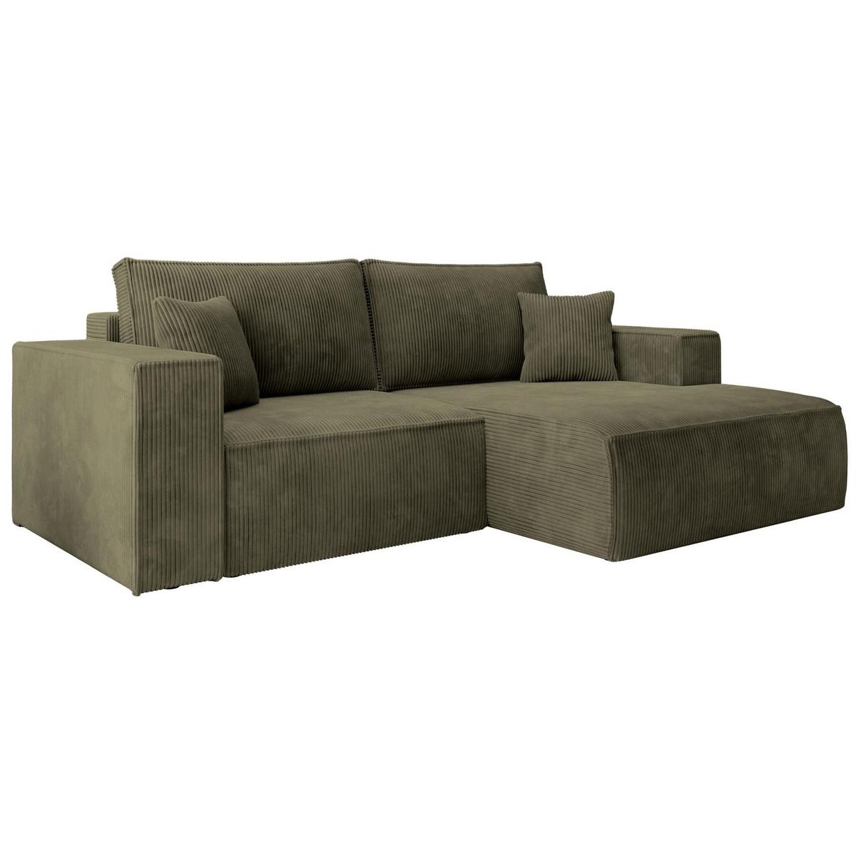 ECKSOFA Farese Mini mit Cordbezug Olivgrün, rechts - Schwarz/Olivgrün, Textil (167/240cm) - Selsey