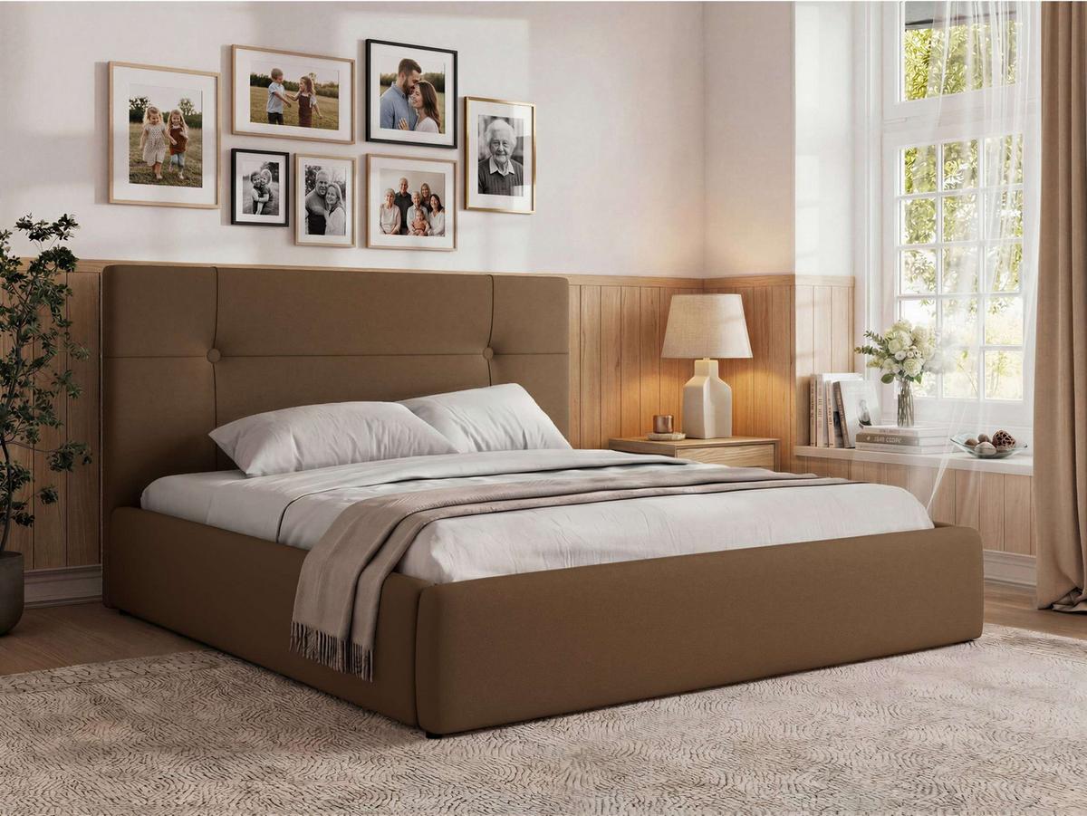 POLSTERBETT CALERIO CLASSIC 180/200 - Braun Kunstleder - Matratze Foam - Schwarz/Braun, Kunststoff/Textil (180/200cm) - MKS