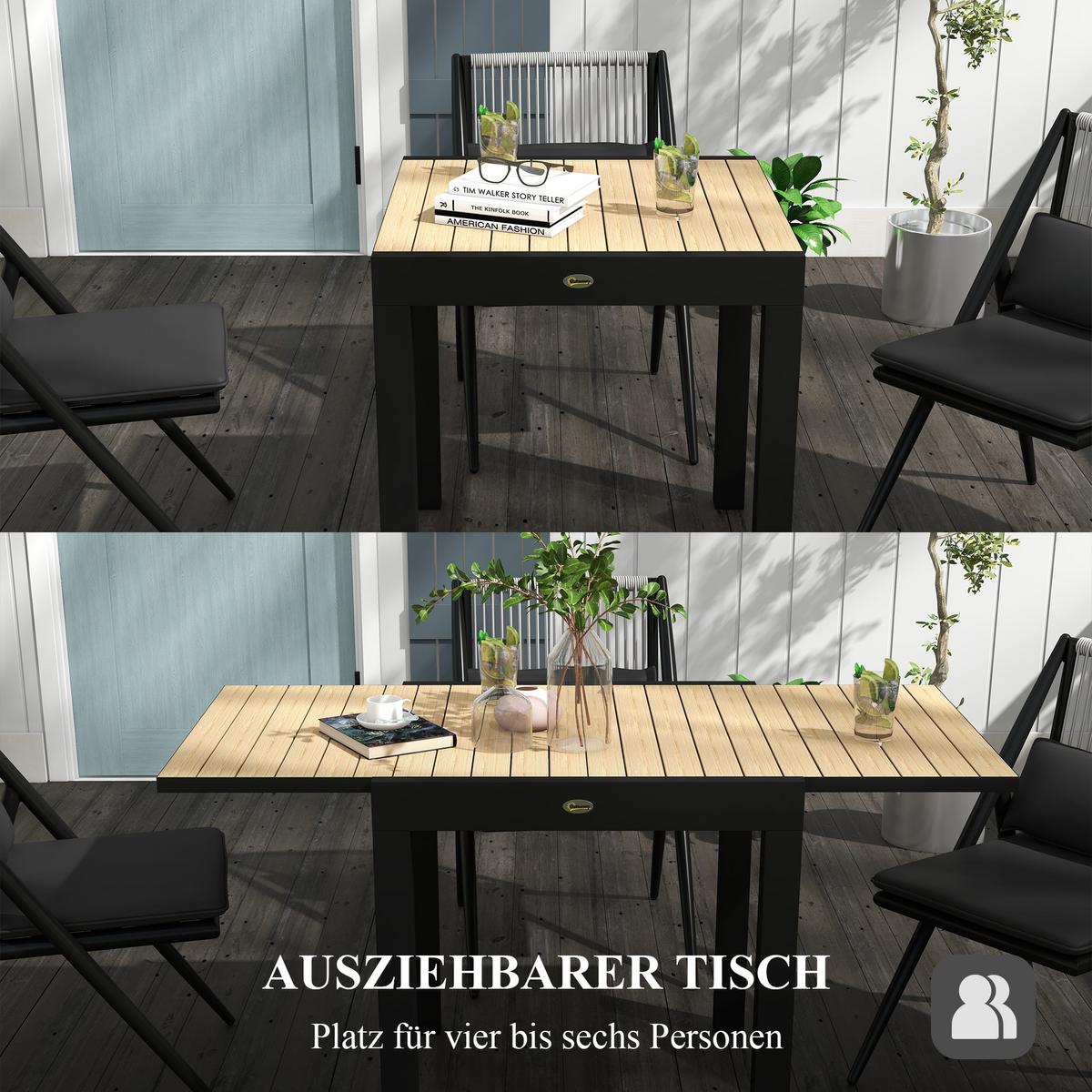 GARTENTISCH, Gelb, Aluminium - Gelb, Metall (162/80/75cm) - Outsunny