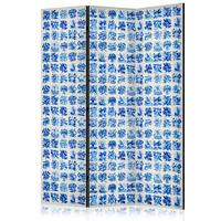 PARAVENT Akustik 3-tlg 135x172 cm blaue Pflanzen - Blau, Holz/Textil (135/172/3cm) - Muralo