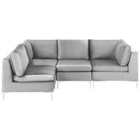 ECKSOFA Modul 4-Sitzer rechtsseitig Grau Samtstoff Evja - Dunkelgrau, Textil (235/150cm) - Beliani