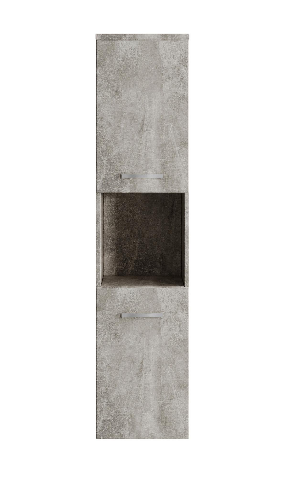 BADEZIMMERSCHRANK Montreal mit 2 Türen Beton Grau - 30 x 30 x 130 cm - Grau, Holz (30/131/30cm) - Badplaats