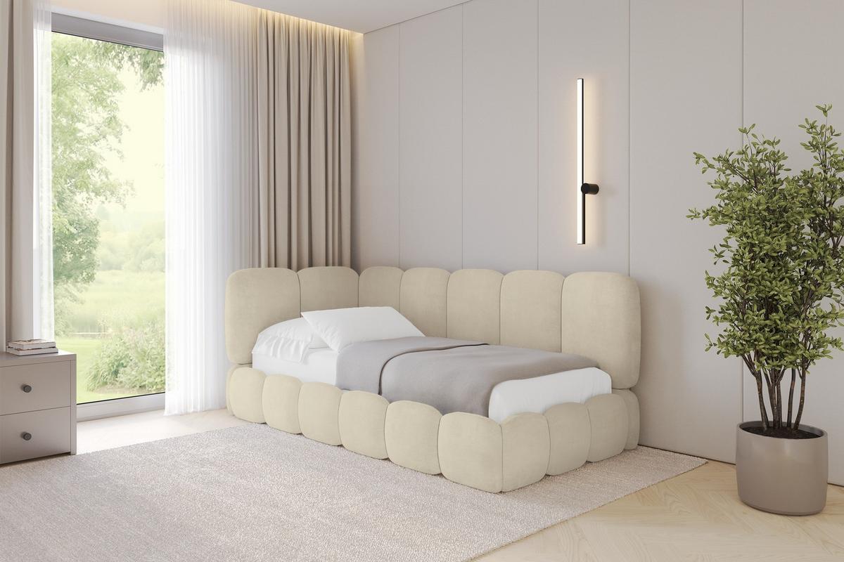EINZELLBETT Jugendbett mit Bettkasten, Rechts - AVRY 80x200 Beige - Beige/Naturfarben, Holzwerkstoff/Textil (80/200cm) - ALTDECOR