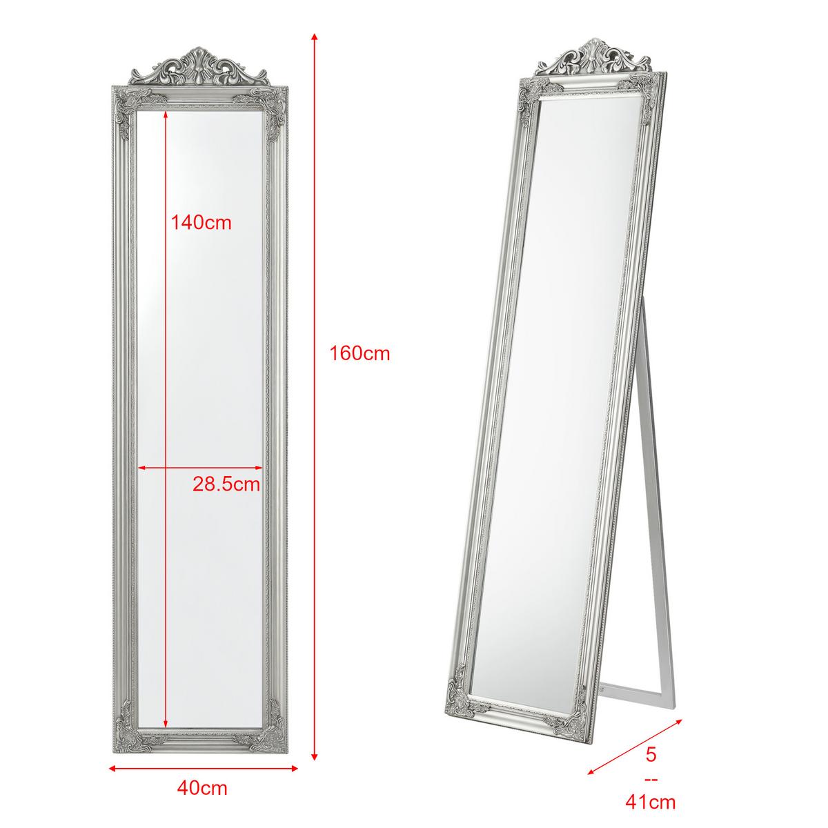 STANDSPIEGEL Arezzo - Silberfarben, Glas/Holz (28.5/160/140cm) - [en.casa]