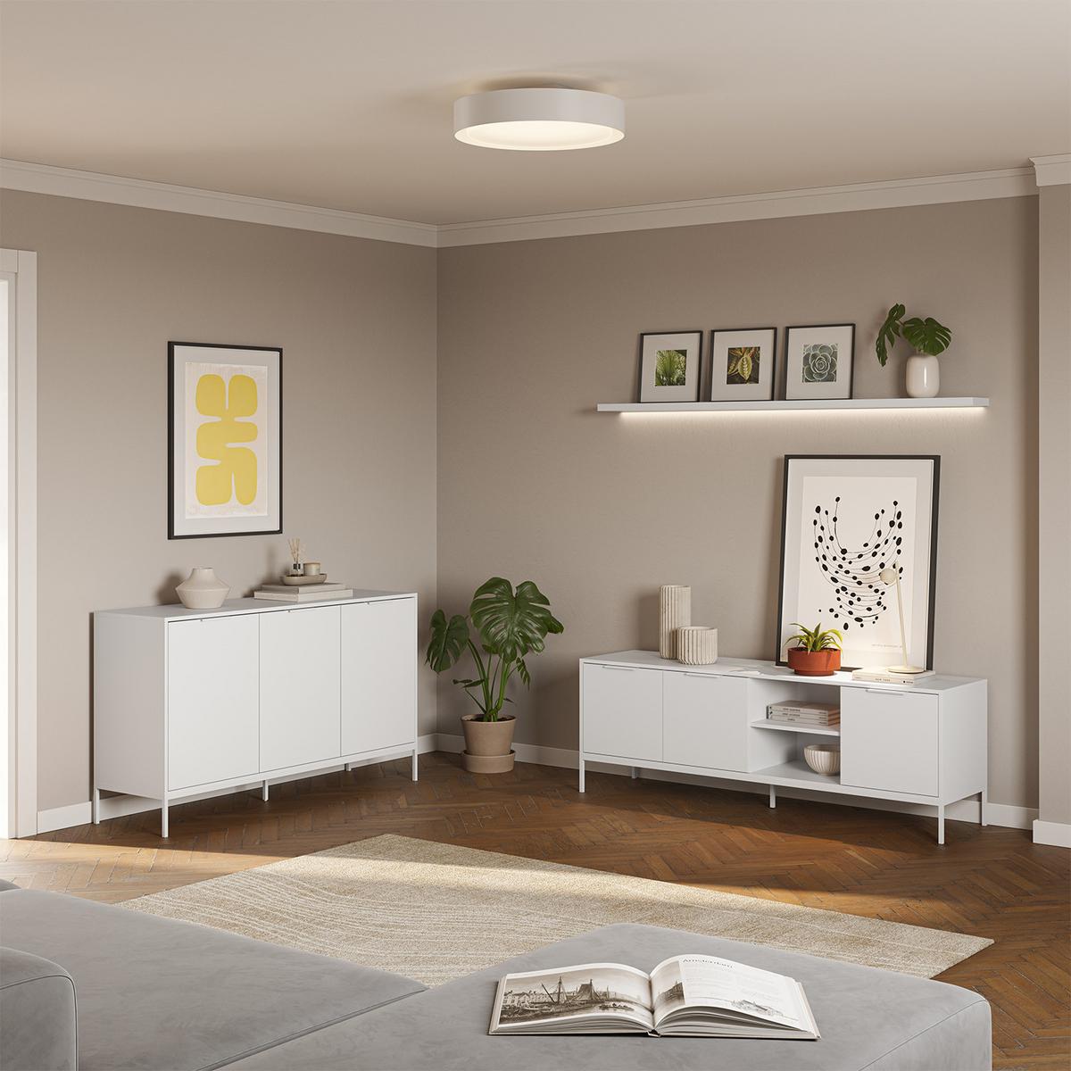 SIDEBOARD Auri 3 türen Weiß - Weiß, Holzwerkstoff (140/80/40cm)