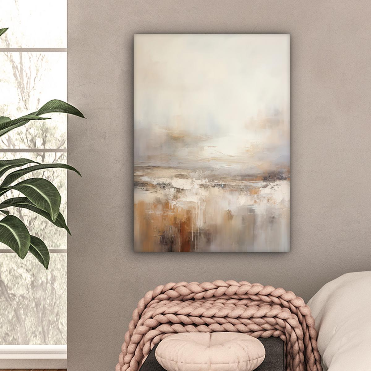 LEINWANDBILD Kunst - Industriell - Grau - Braun - Abstrakt Wandbild Wohnzimmer 60x80 cm - Sandfarben, Textil (60/80cm) - MuchoWow