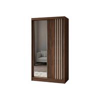 SCHWEBETÜRENSCHRANK NELVIA 120/216/61 cm Modern Kleiderschrank 2-türig mit Spiegel Nussbaumfarben - Nussbaumfarben, Holzwerkstoff (120/216/61cm) - MASSENO