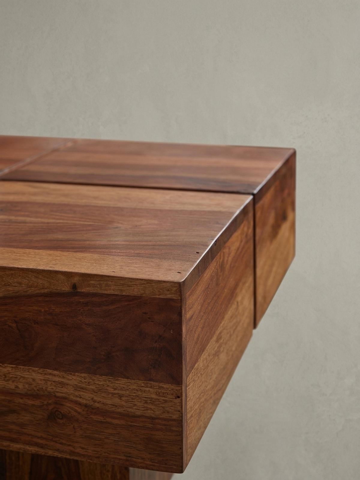 COUCHTISCH Quadrat in Sheesham Massivholz, Modernes Rillenmuster, Maße 57,5x57,5x30 cm - Braun, Holz (58/58/30cm) - KADIMA DESIGN