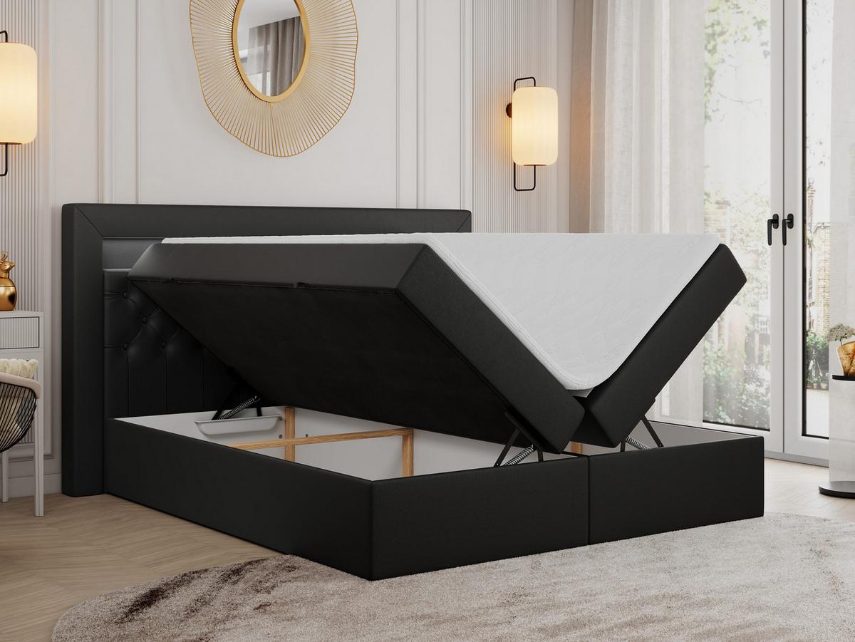 BOXBETT GOLD-6 LED 180/200 Schwarz Kunstleder - H4 - Schwarz, Holz/Textil (180/200cm) - MKS