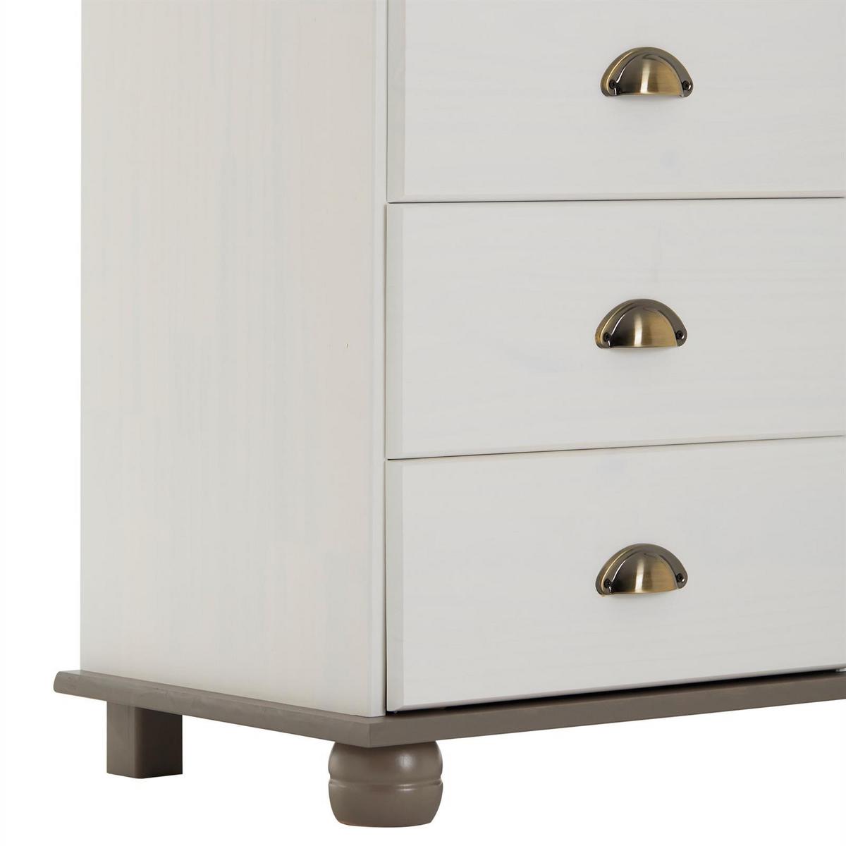 APOTHEKERKOMMODE COLMAR weiß/taupe - Taupe/Weiß, Holz (117/73/35cm) - IDIMEX