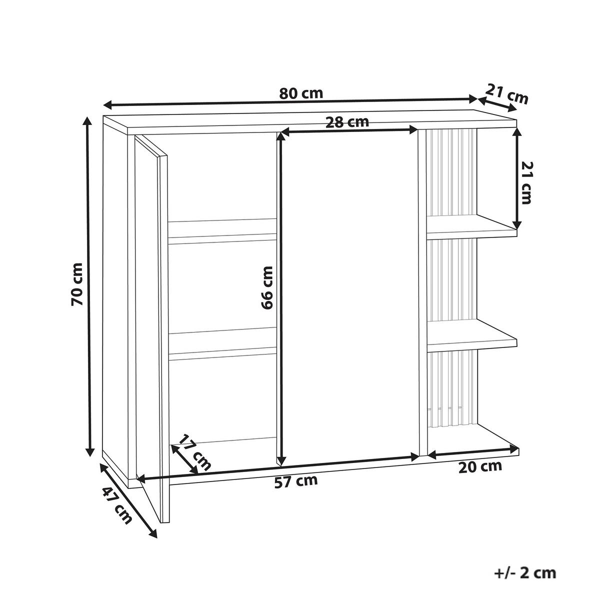 BAD-SPIEGELSCHRANK 80/70 cm Weiß Nubes - Weiß/Braun, Holzwerkstoff (80/70/21cm) - Beliani