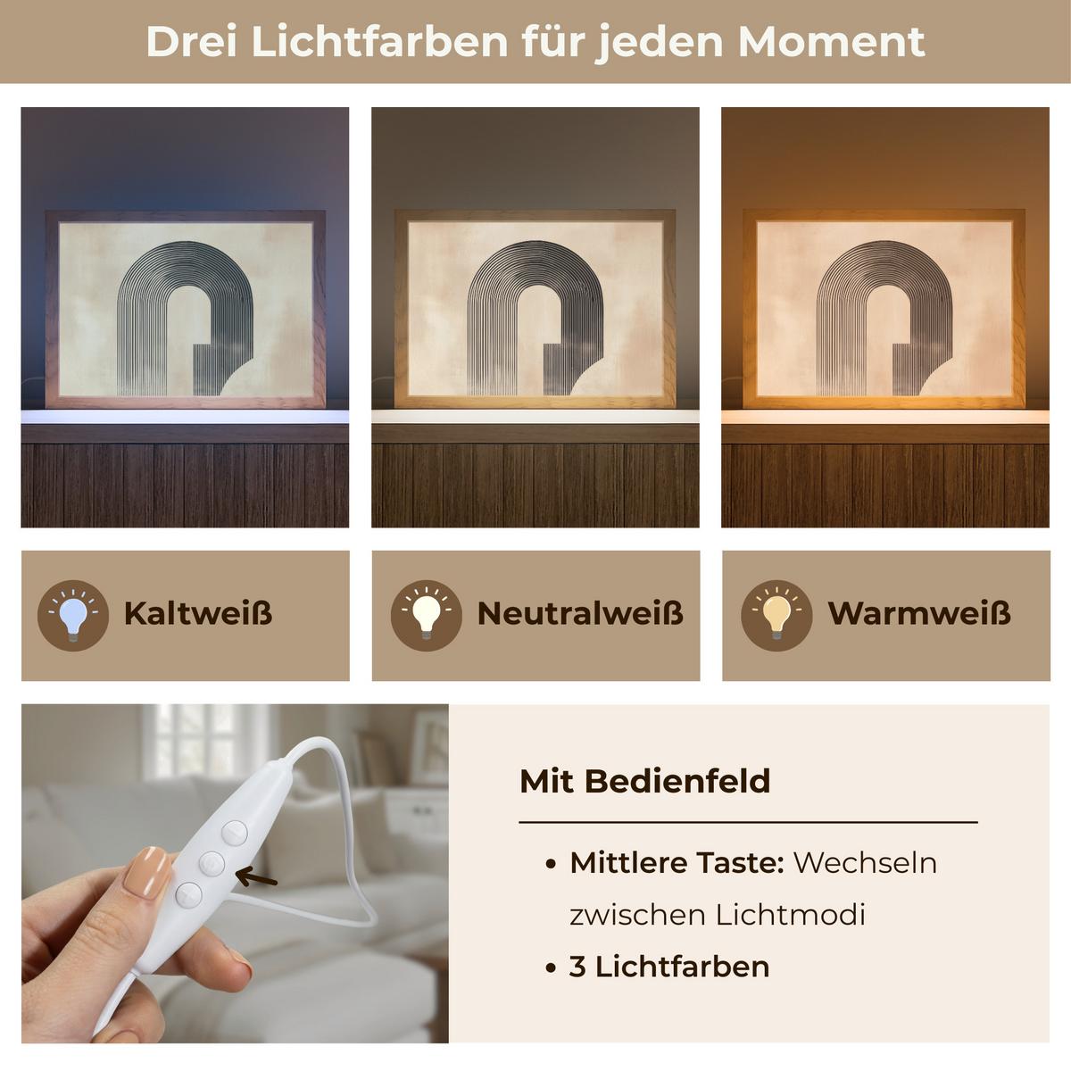 WANDLEUCHTE Schleife - Streifen - Minimalistisch - Schwarz 30x20 cm - Beige, Holzwerkstoff (30/20/8cm) - OnlyWow
