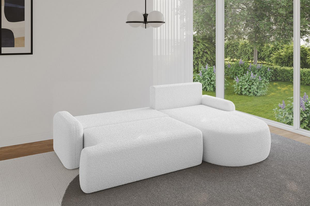 ECKSOFA mit Schlaffunktion und Bettkasten LIRA-L - 264x172x89 Weiß - Weiß, Holzwerkstoff/Textil (172/264cm) - ALTDECOR