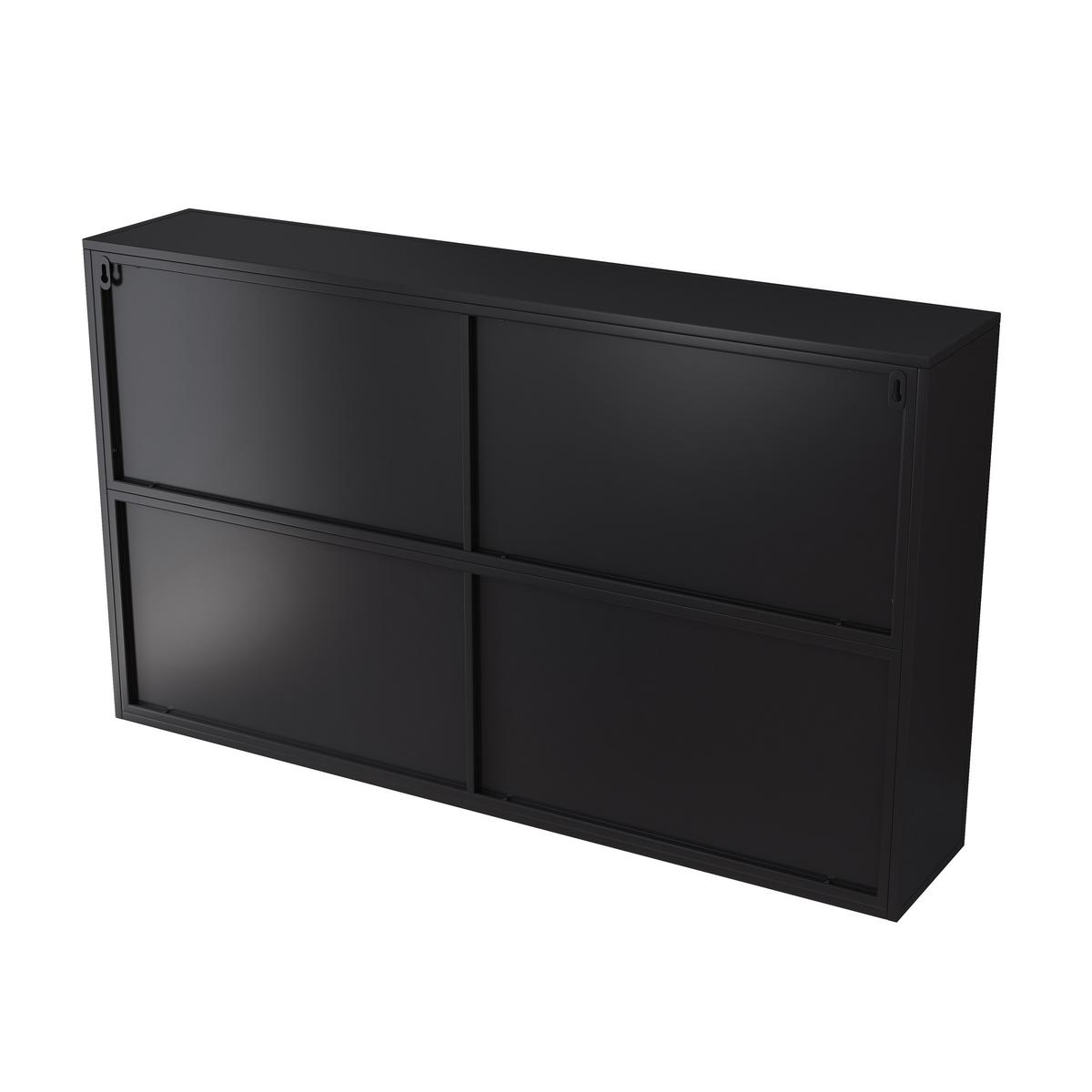 WANDSCHRANK 120cm Metall 4 Türen Graues Glas - Schwarz, Metall (120/70/23cm) - Urban Meuble