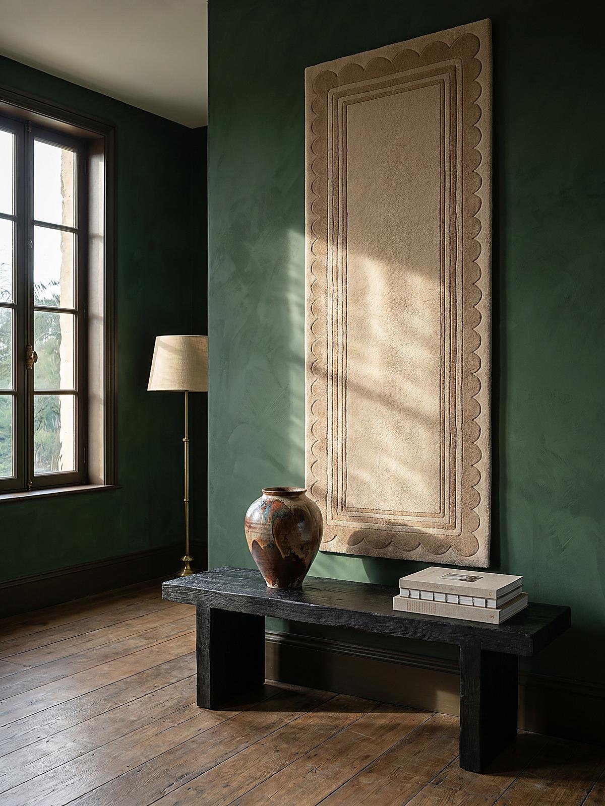 WOLLTEPPICH WENSUM, mit grafischem Muster mit Rahmen, Beige, 80 x 230 cm - Beige, Textil (230/80cm) - KADIMA DESIGN