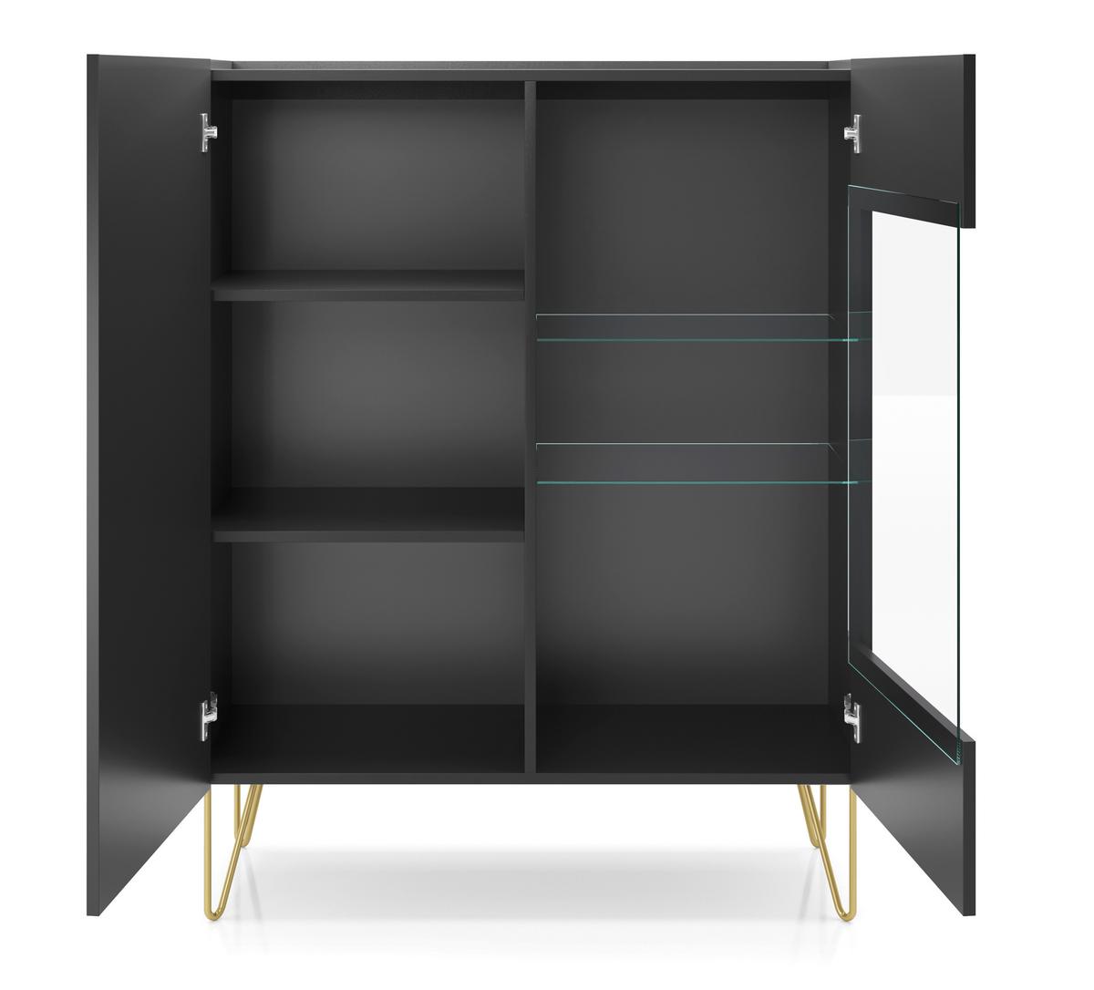 VITRINE in Graphitfarben - Graphitfarben, Holzwerkstoff (97/122/37cm) - MASSENO