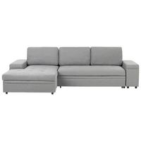 ECKSCHLAFSOFA 3-Sitzer Kunstleinen Grau mit Stauraum rechtsseitig Hrisey - Grau, Textil (293/161cm) - Beliani