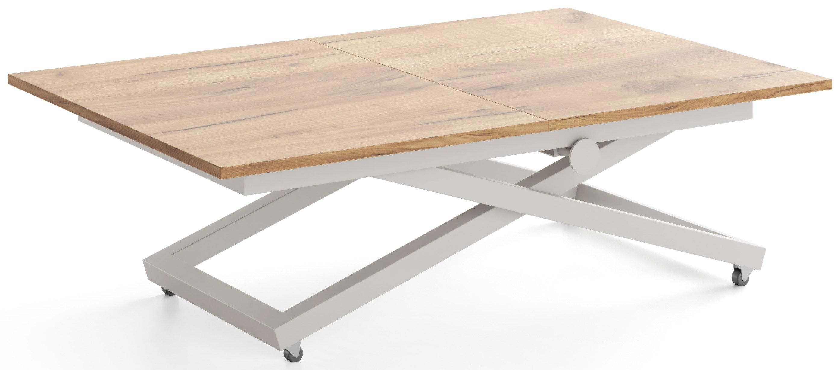 COUCHTISCH Axen höhenverstellbar ausziehbar, Eiche Braun 120-160/80/38-75 cm - Kaschmir/Beige, Holzwerkstoff/Metall (80/160/75cm) - WFL GROUP