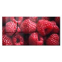 WANDUHR aus Glas 60x30 cm - Himbeeren - Rot, Glas (60/30/0.4cm) - TULUP