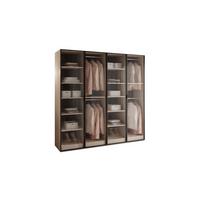 KLEIDERSCHRANK SANDBOX 200 202/49/200 cm Beige Sand / Riffelglas ohne LED 8 Zusatzböden - Sandfarben/Schwarz, Holzwerkstoff/Kunststoff (202/200/49cm) - Lookway