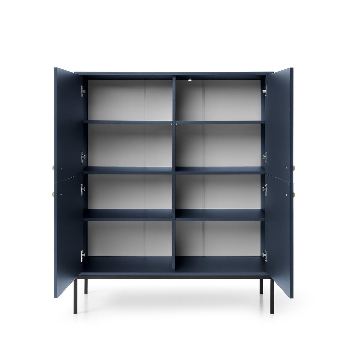 HIGHBOARD MONDO 104/125/39 cm mit 4 Türen Blau - Blau, Holzwerkstoff (104/125/39cm) - MASSENO