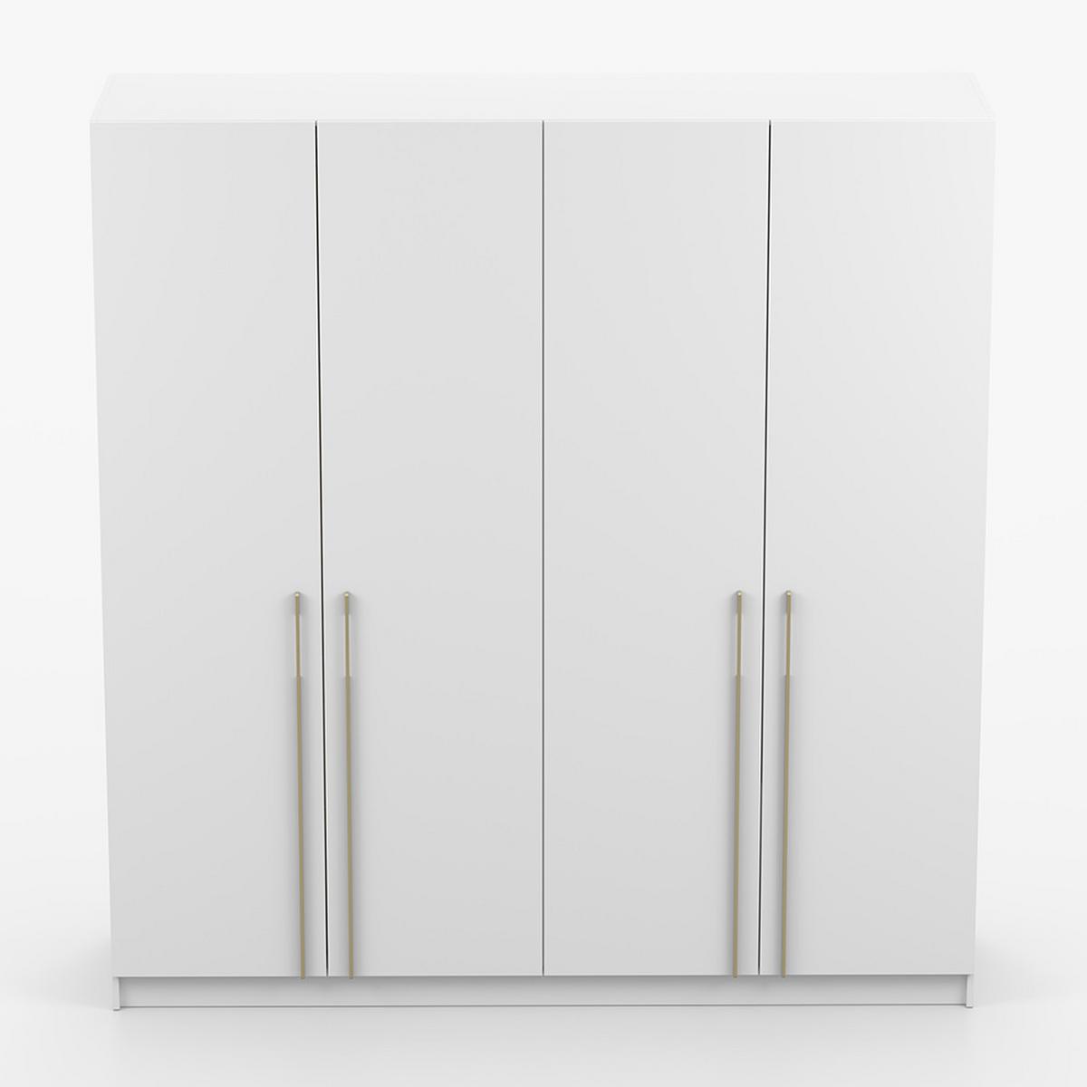 DREHTÜRENSCHRANK ROSA 4D 200/210/55 cm 4-türig Weiß - Goldfarben/Weiß, Holz/Holzwerkstoff (200/210/55cm) - imoebel24