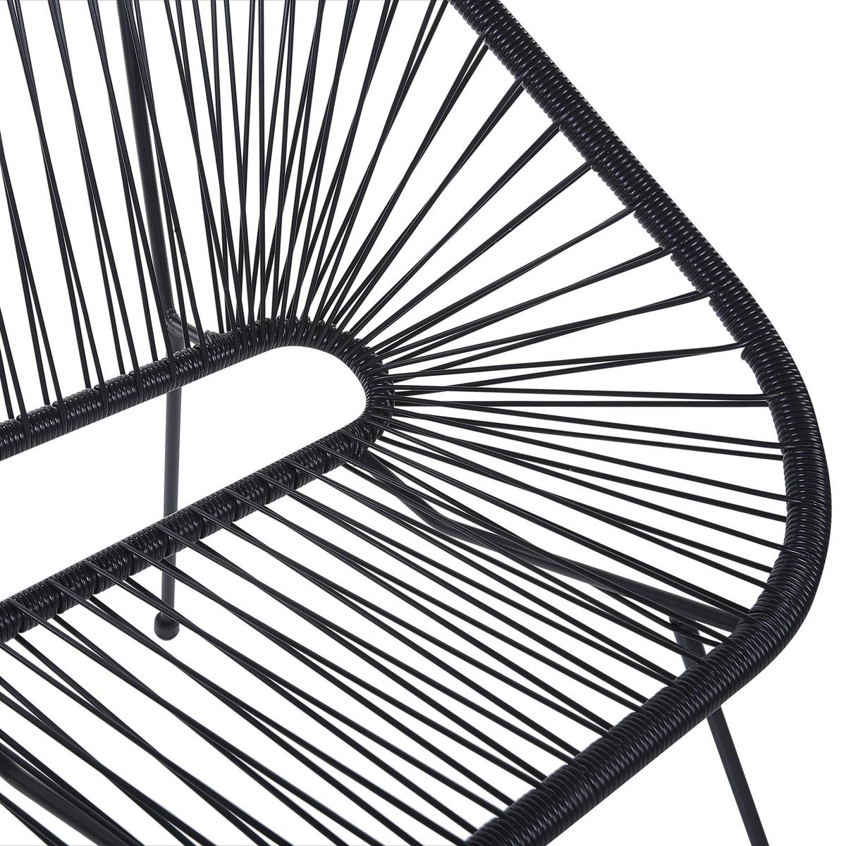 GARTENBANK Rattan schwarz 114 cm Acapulco - Schwarz, Kunststoff (114/88/78cm) - Beliani