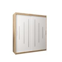 SCHWEBETÜRENSCHRANK 200/180/62 2-türig - Silberfarben/Weiß, Holz/Kunststoff (180/200/62cm) - Abiks Möbel