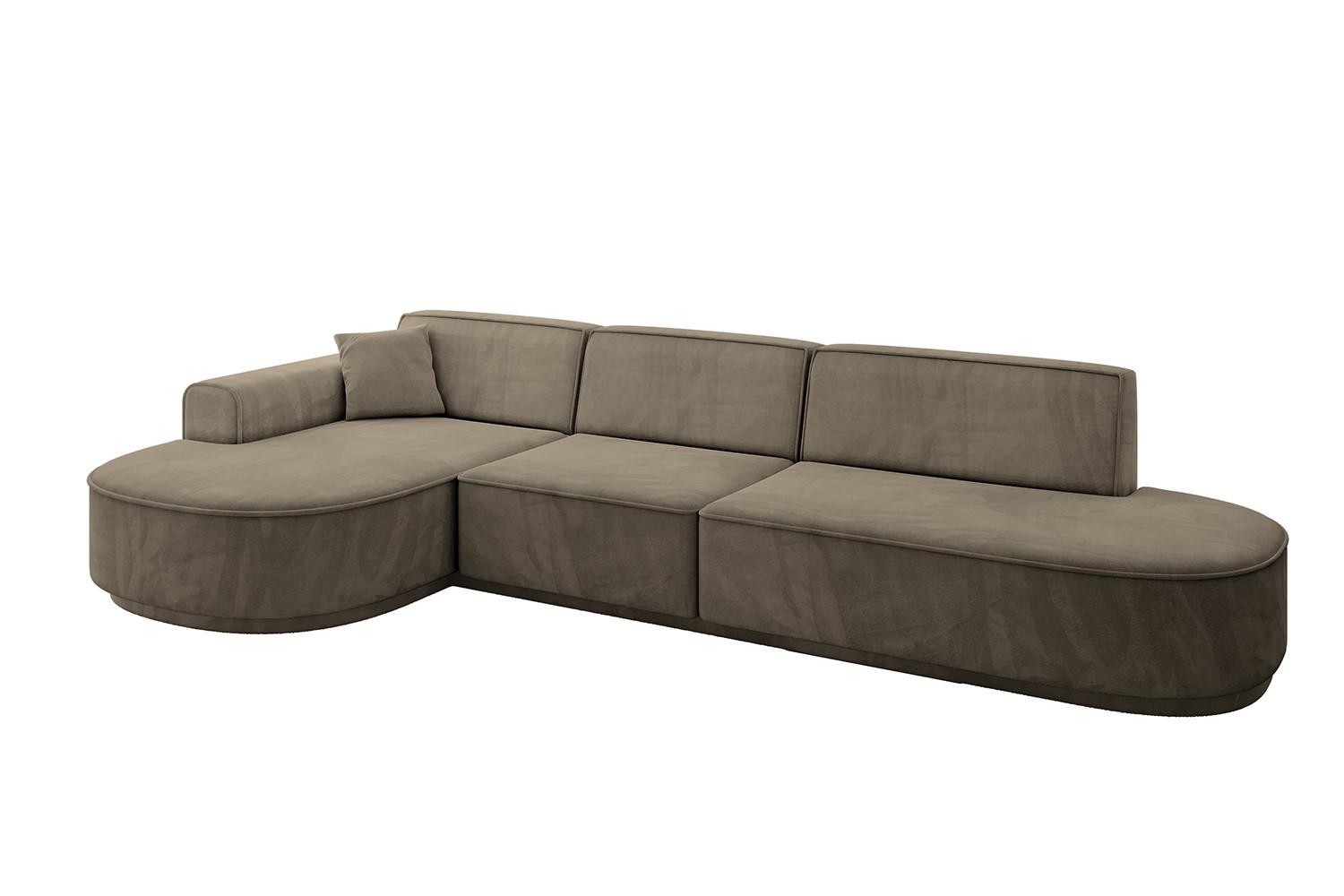 ECKSOFA Ottomane Links MARI-L2-v3 - 328x171x83 cm Dunkelbraun Velours - Dunkelbraun/Schwarz, Holzwerkstoff/Kunststoff (328/171cm) - ALTDECOR