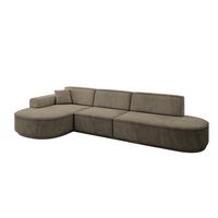 ECKSOFA Ottomane Links MARI-L2-v3 - 328x171x83 cm Dunkelbraun Velours - Dunkelbraun/Schwarz, Holzwerkstoff/Kunststoff (328/171cm) - ALTDECOR