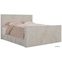 BOXSPRINGBETT NORDIC KING DUO 140/200 - Beige Cord - Topper Visco - H3 - Beige/Schwarz, Kunststoff/Textil (140/200cm) - MKS