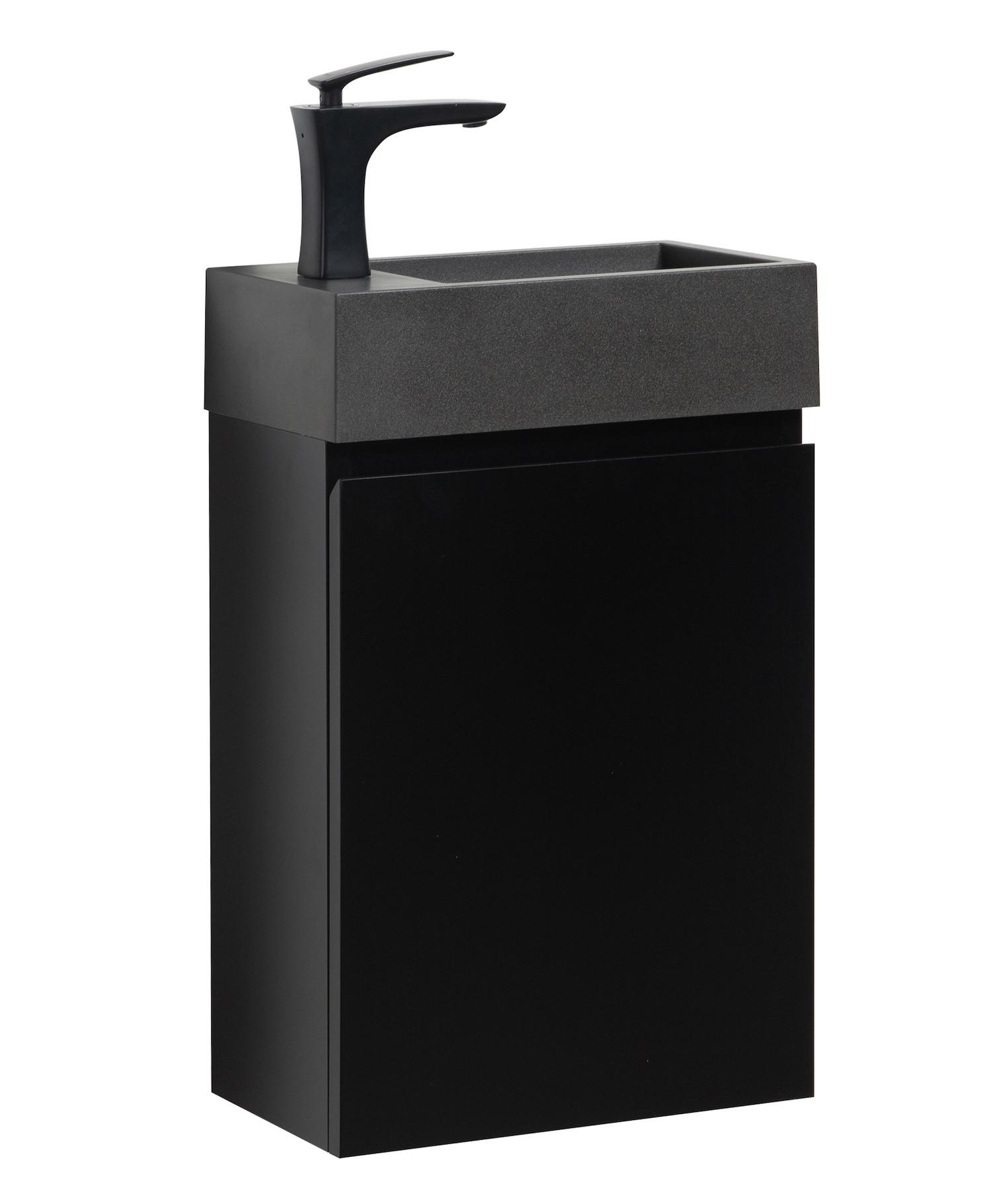 GÄSTE-WC-MÖBELSET Angela 2 Teile Schwarz Matt - Schwarze Waschbecken - 40 x 22 x 64 cm - Schwarz, Holz (40/52/22cm) - Badplaats