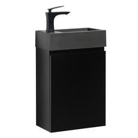 GÄSTE-WC-MÖBELSET Angela 2 Teile Schwarz Matt - Schwarze Waschbecken - 40 x 22 x 64 cm - Schwarz, Holz (40/52/22cm) - Badplaats