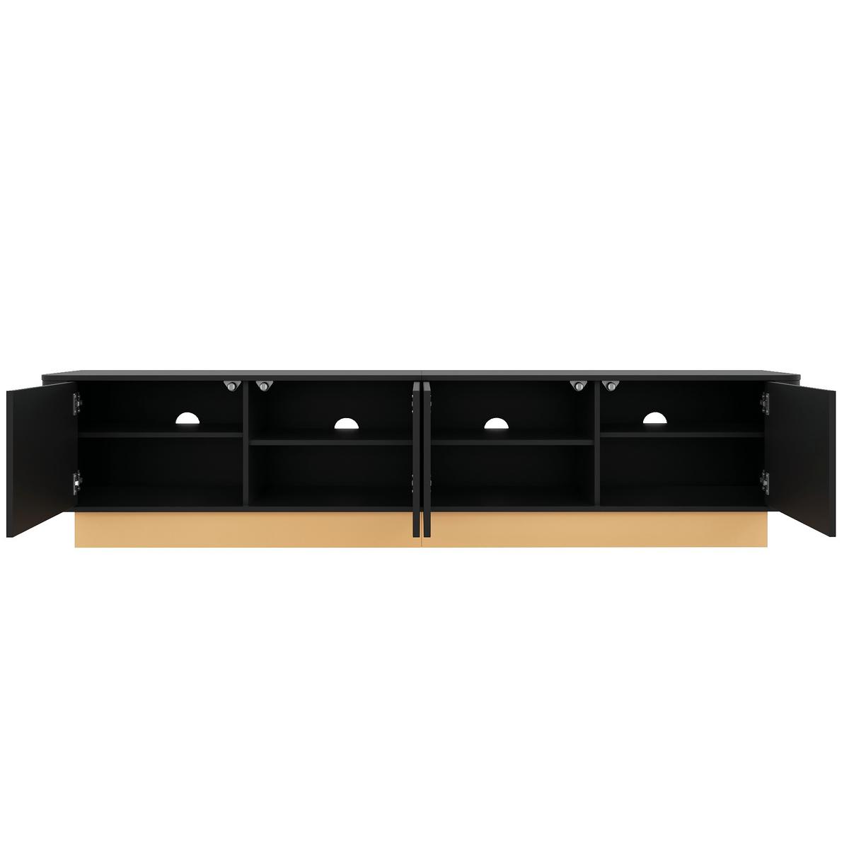 TV-LOWBOARD Luxus-Rillen-Design & abgerundete Ecken - Schwarz, Holzwerkstoff (200/47.5/40cm) - Urban Meuble