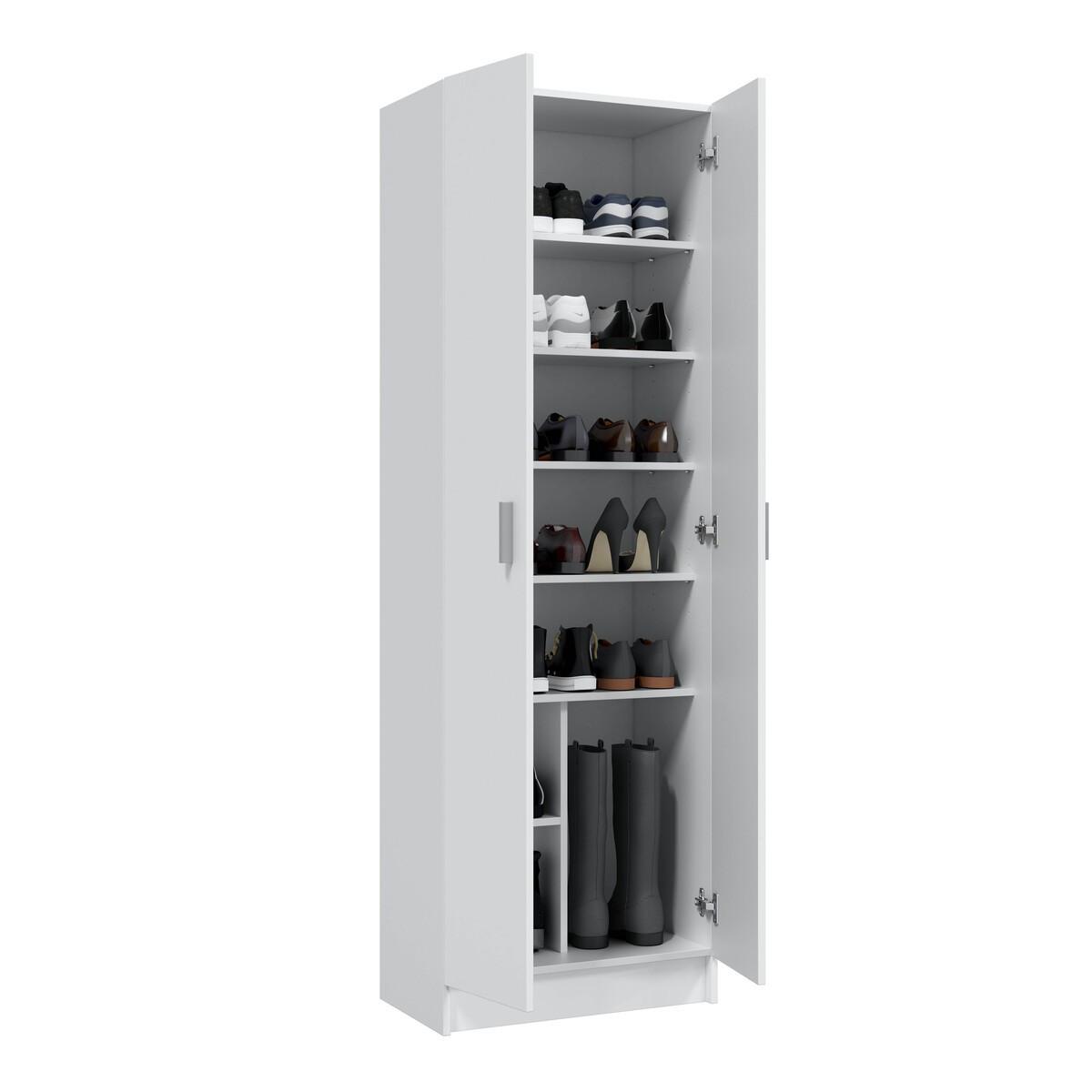 SCHRANK 2-türig, weiß 58,5/181/37 cm - Weiß, Holzwerkstoff (58.5/181/40cm) - Calicosy