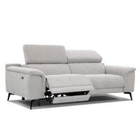 RELAXSOFA FIERO 3-Sitzer mit 1 Relaxfunktion, hellgrau - Hellgrau/Schwarz, Holzwerkstoff/Textil (212/82/103cm) - Wozimo