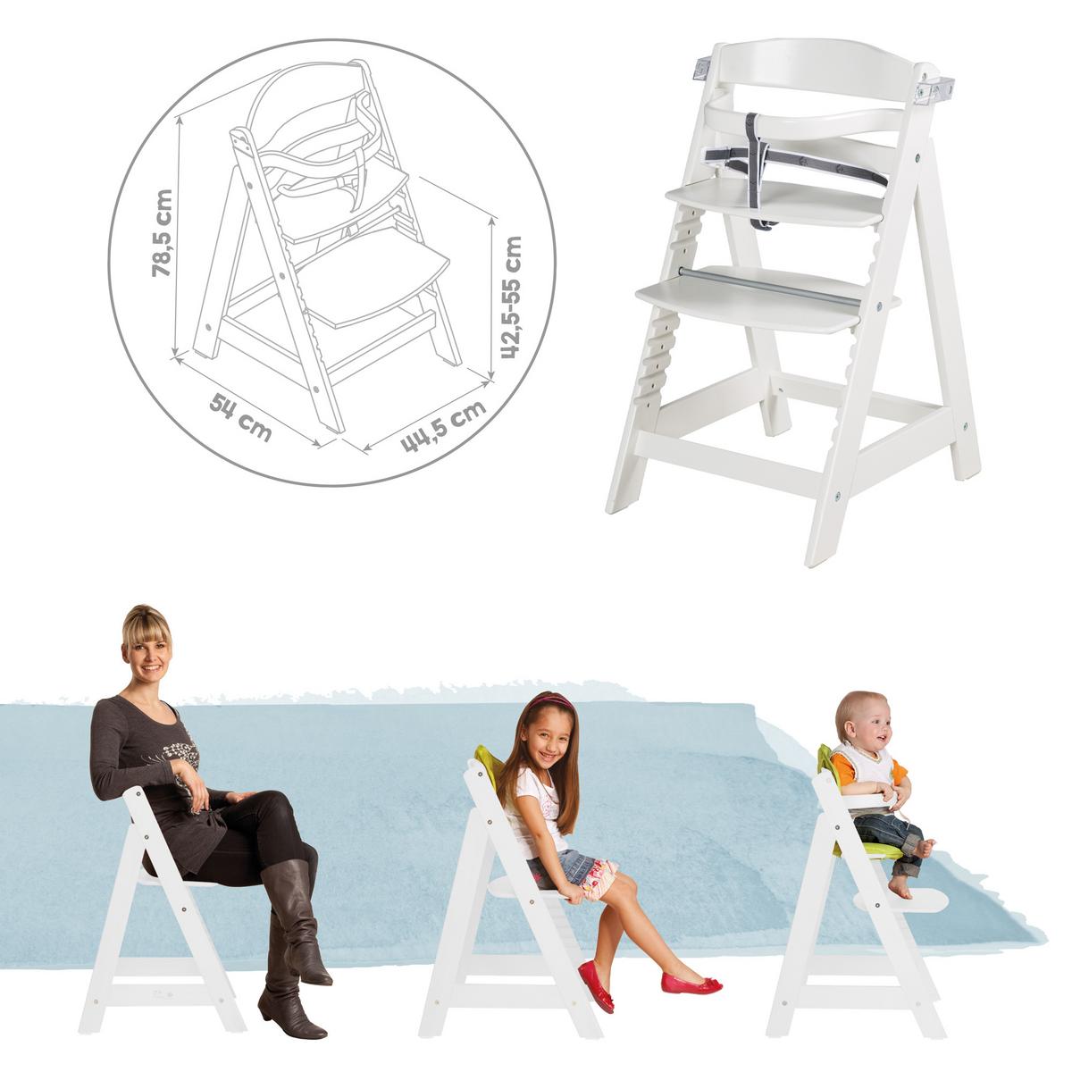KINDERHOCHSTUHL Sit Up Fun mit Sitzverkleinerer Weiß - Weiß, Holzwerkstoff/Textil (50/80/54cm) - Roba