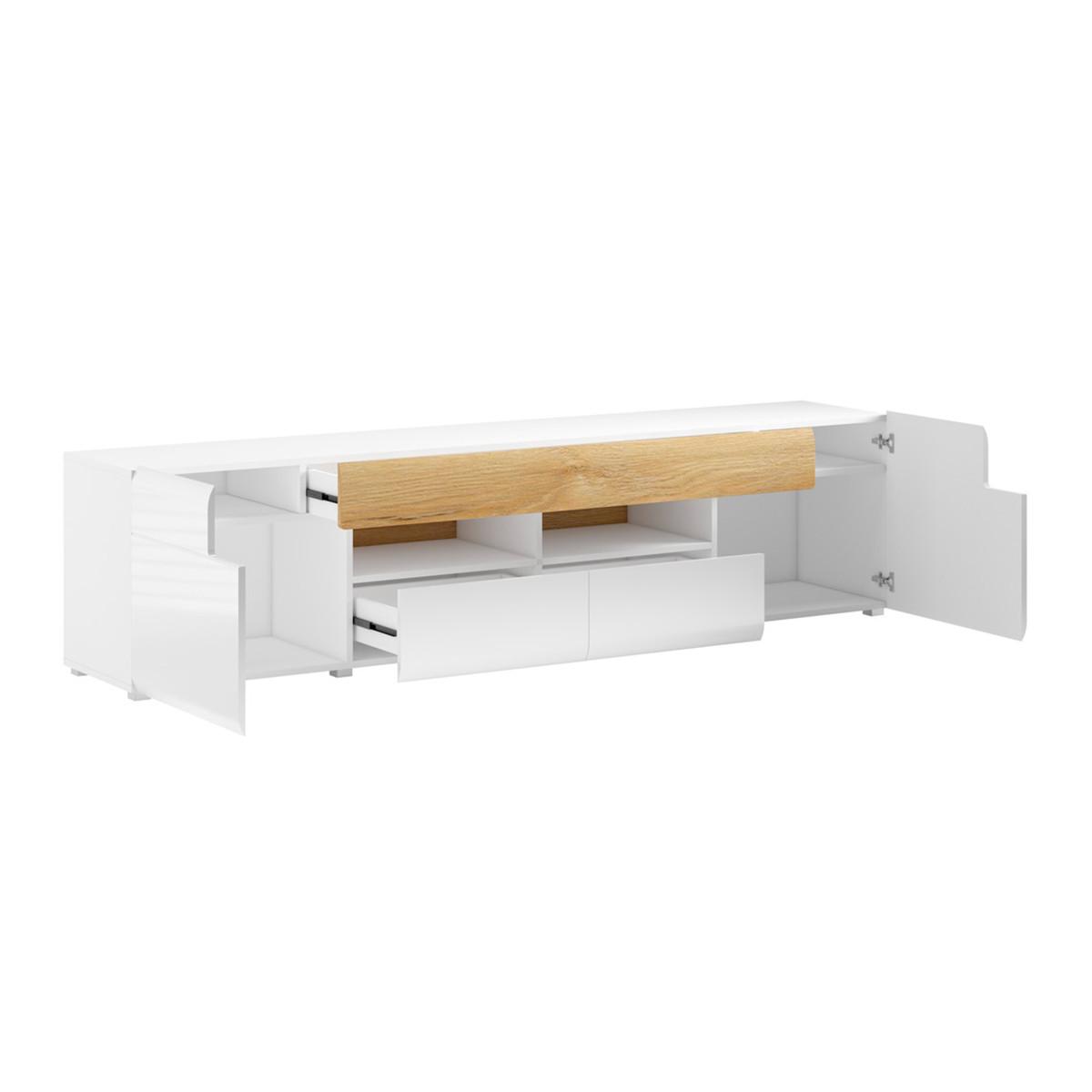 TV-MÖBEL Jules Weiß und Holz - Weiß, Holzwerkstoff (208/47/39cm) - Petits-meubles
