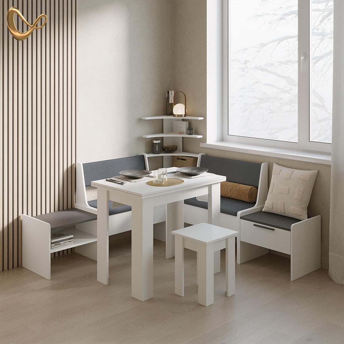 ECKREGAL Tiberio Weiß 43.5 x 37 cm - Weiß, Holzwerkstoff (43.5/37/43.5cm) - Livinity®