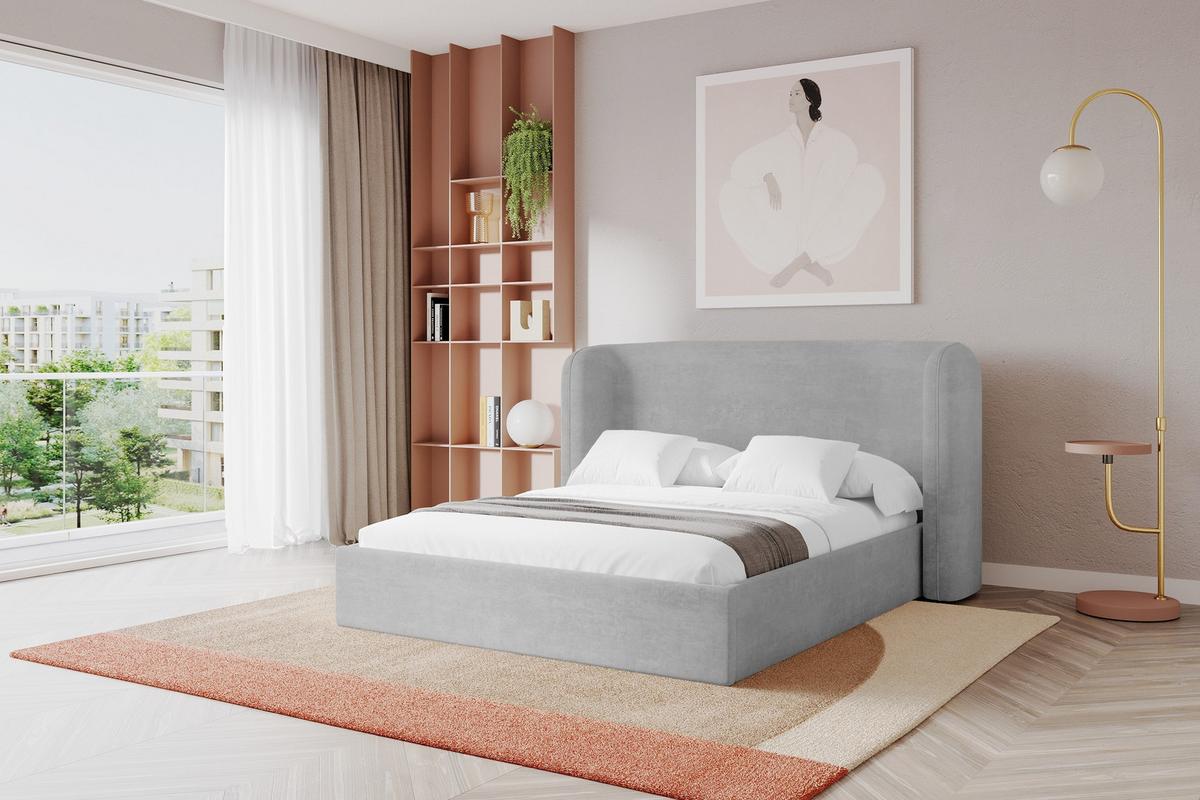 POLSTERBETT mit Bettkasten und Lattenrost, Bett mit Matratze H3/H4 - ESTI 160x200 Grau - Hellgrau, Holzwerkstoff/Textil (160/200cm) - ALTDECOR