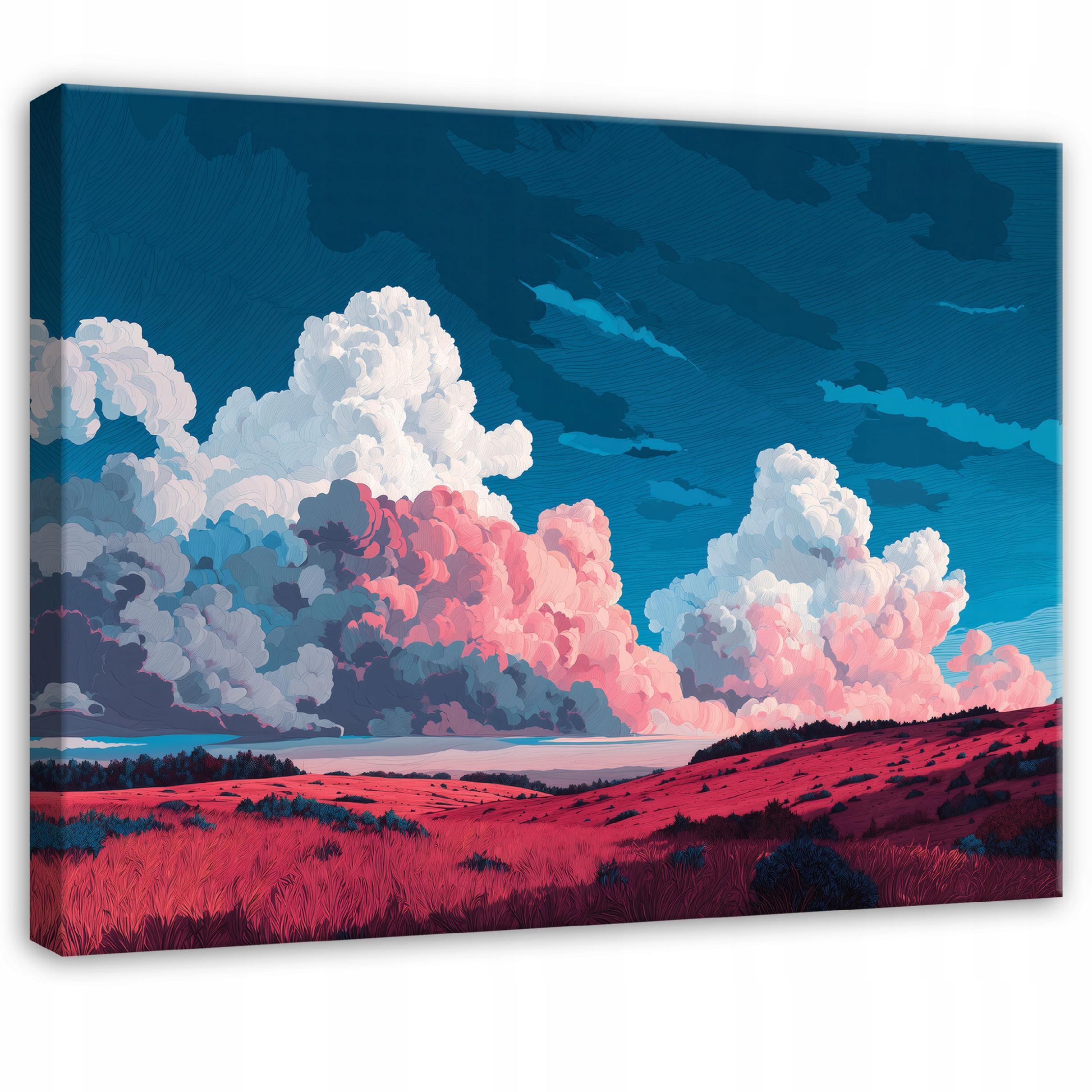 LEINWANDBILD Gebirge Aquarell Rosa 60x40 cm - Multicolor, Holzwerkstoff (60/40cm) - Wallarena