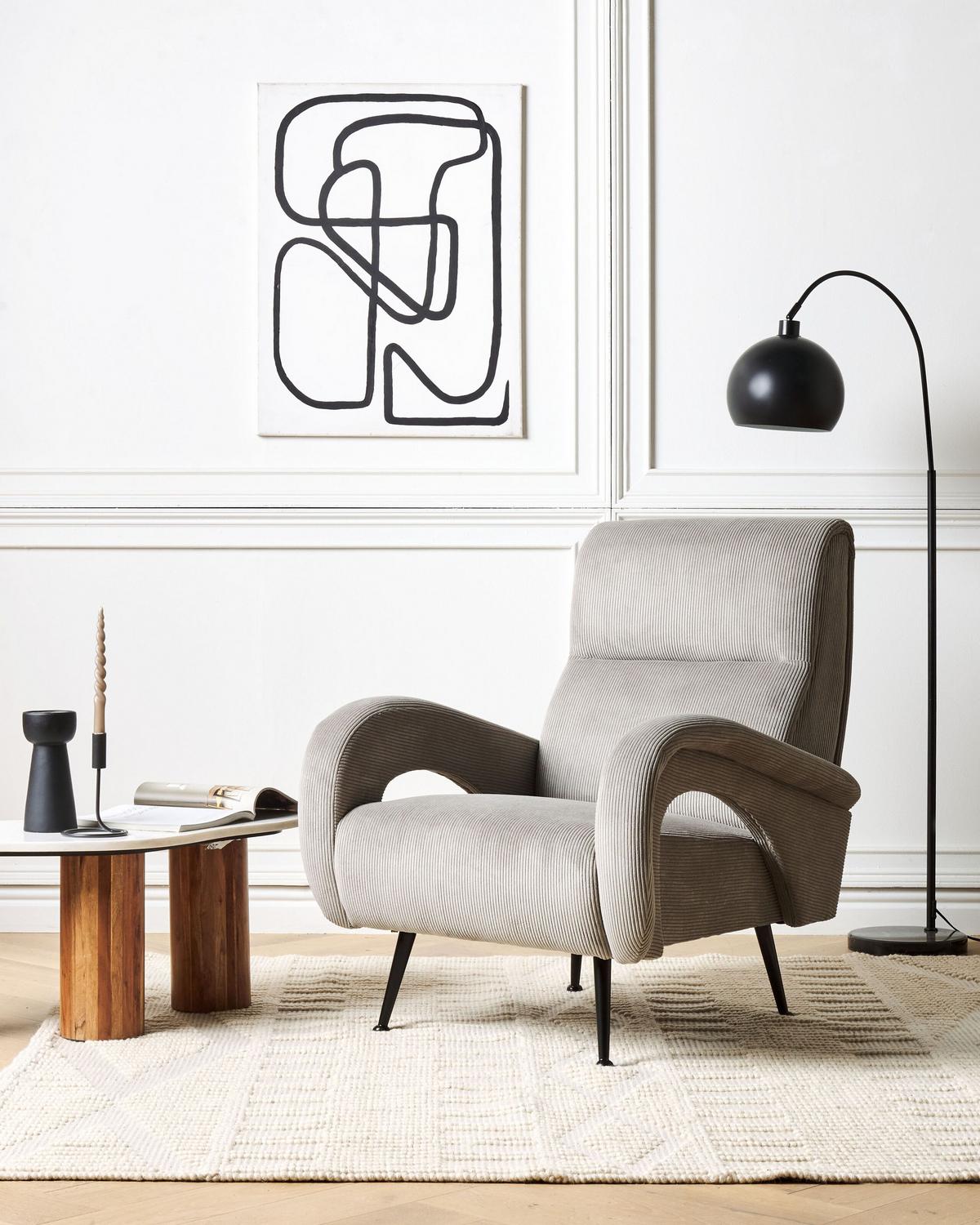 SESSEL Cord grau Svalov - Grau, Textil (77/93/75cm) - Beliani