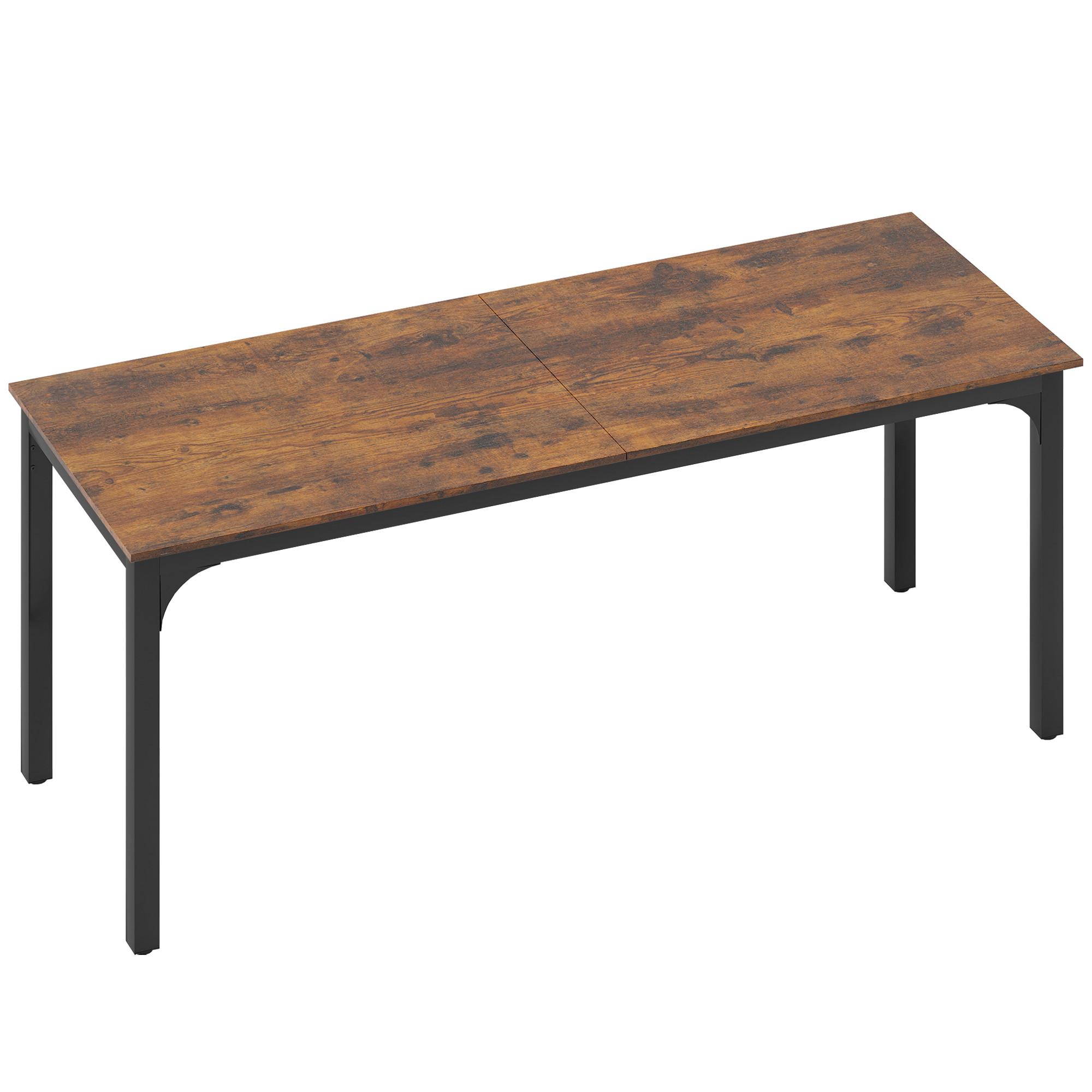 SCHREIBTISCH Spanplatte Stahl Rustikal-Braun - Schwarz/Braun, Holzwerkstoff/Metall (200/60/75cm) - HOMCOM