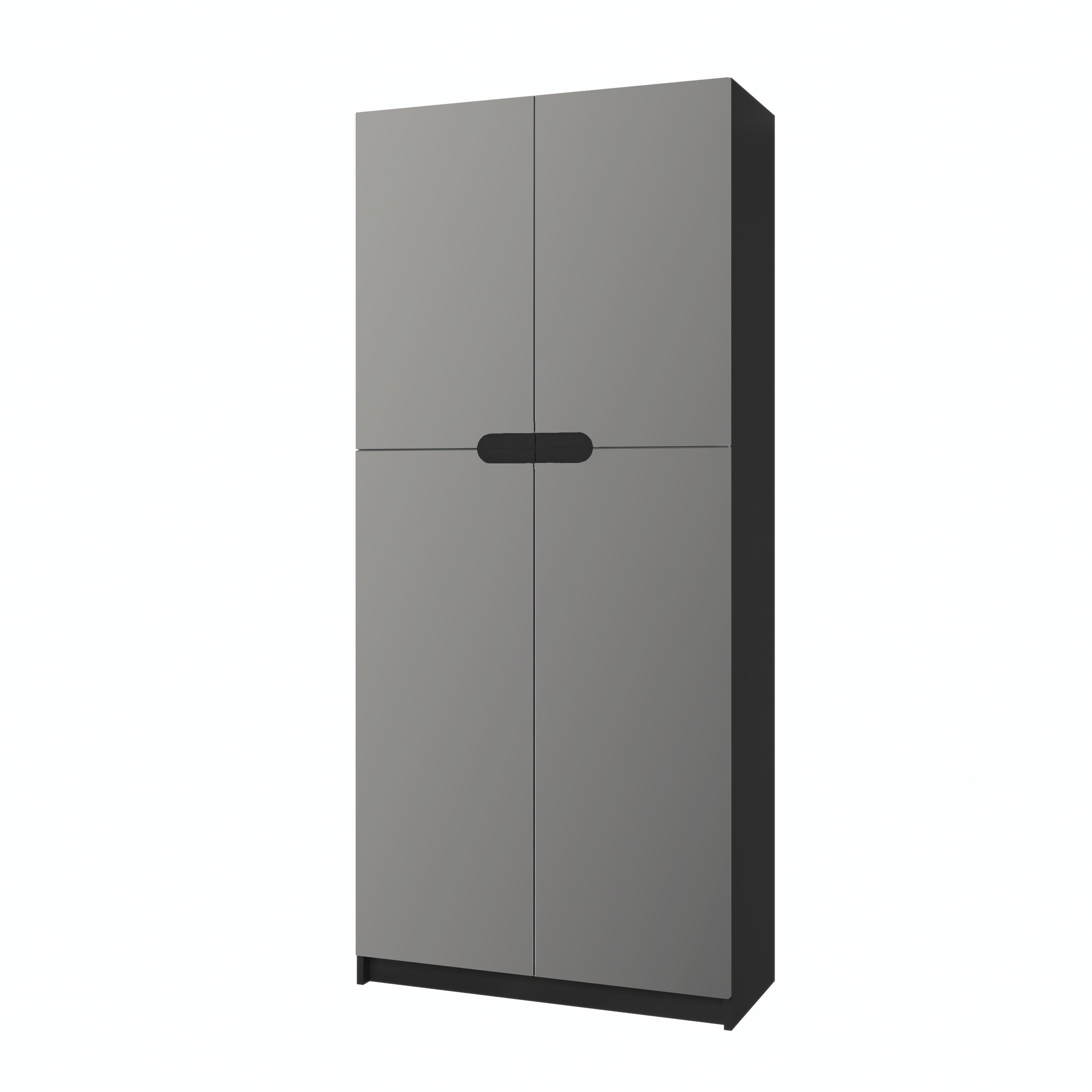 BÜROSCHRANK Logan Fronten in Graphit Seidenmatt - Graphitfarben, Holzwerkstoff (82/184/37cm) - Vladon