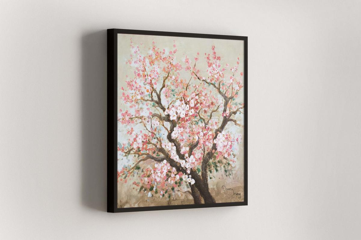 ACRYLBILD HANDGEMALT 80/80 cm - Pink/Braun, Holz/Textil (80/80cm) - KUNSTLOFT