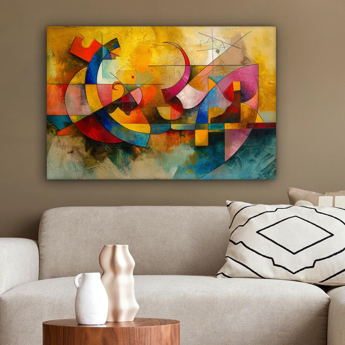 LEINWANDBILD Kunst - Abstrakt - Modern Wanddeko 90x60 cm - Gelb, Textil (90/60cm) - MuchoWow