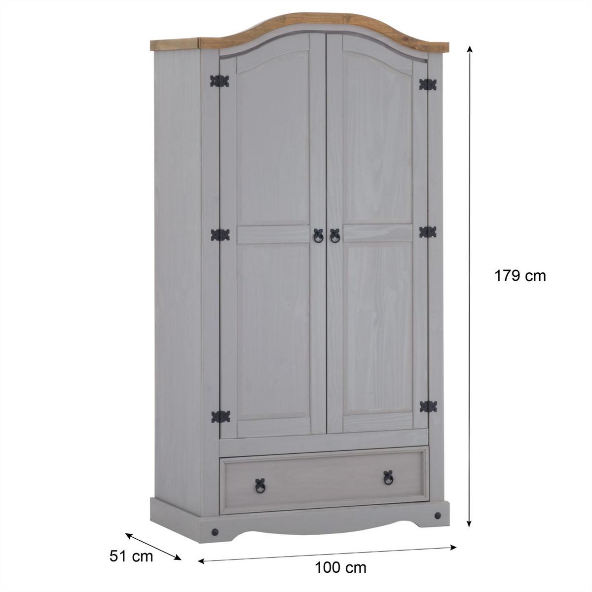 KLEIDERSCHRANK RAMON grau/natur - Naturfarben/Grau, Holz (100/179/51cm) - CARO-Möbel