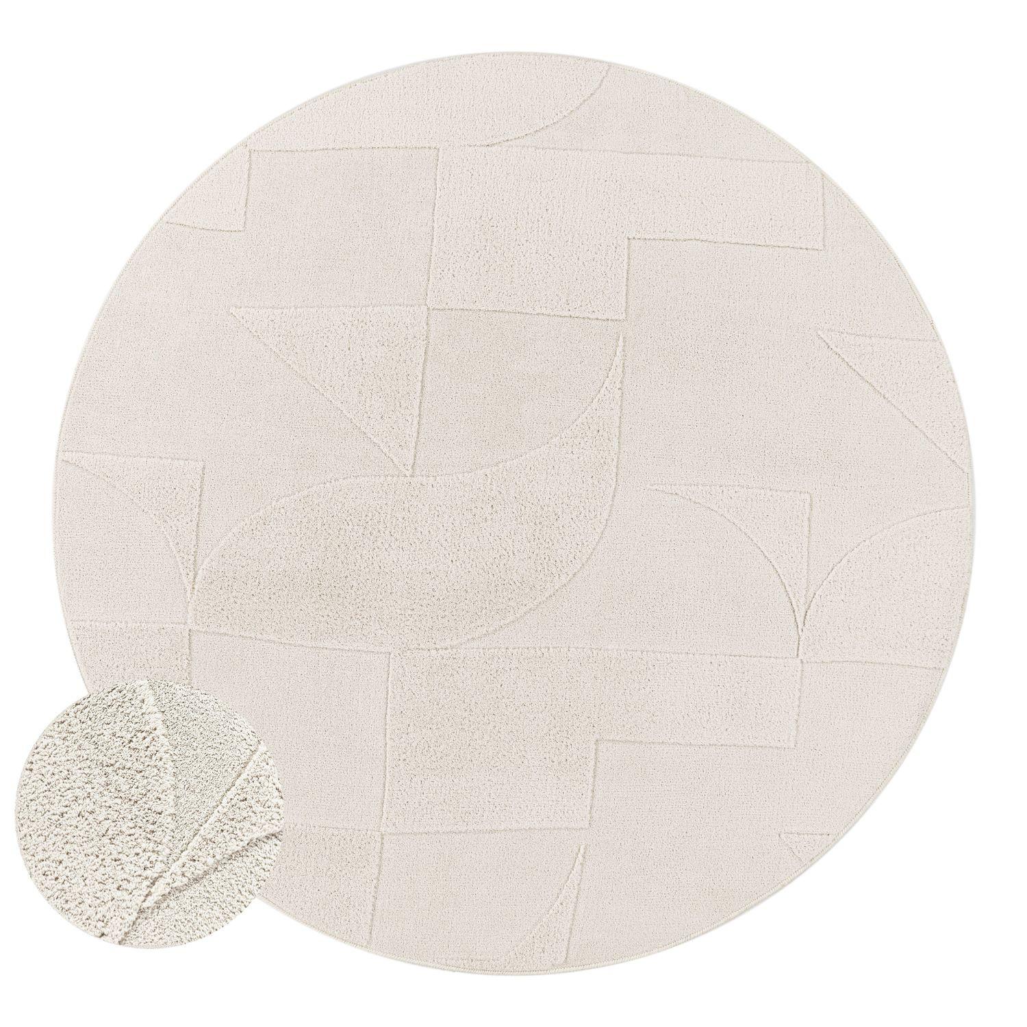 HOCHFLORTEPPICH Creme Ø 120 cm - Creme, Kunststoff (120/120cm) - TT Home