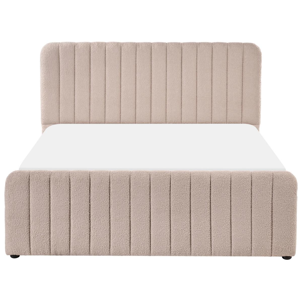 BETT mit Stauraum 140/200 Bouclé Beige Lunan - Beige/Schwarz, Textil (140/200cm) - Beliani